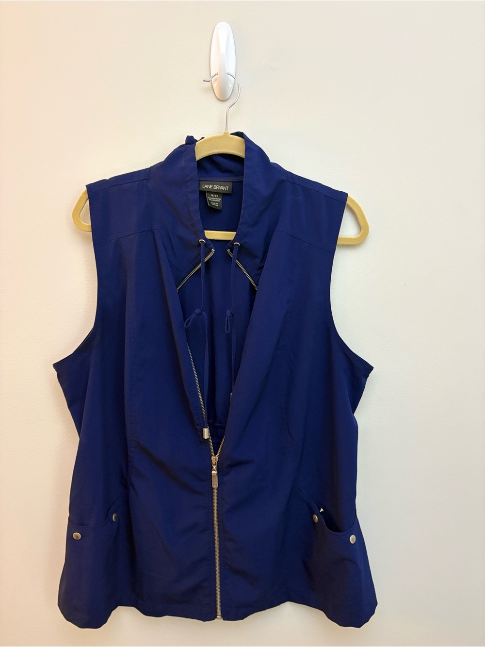Lane Bryant 18/20 Blue Utility Vest Plus Size Zip Front Travel Layering